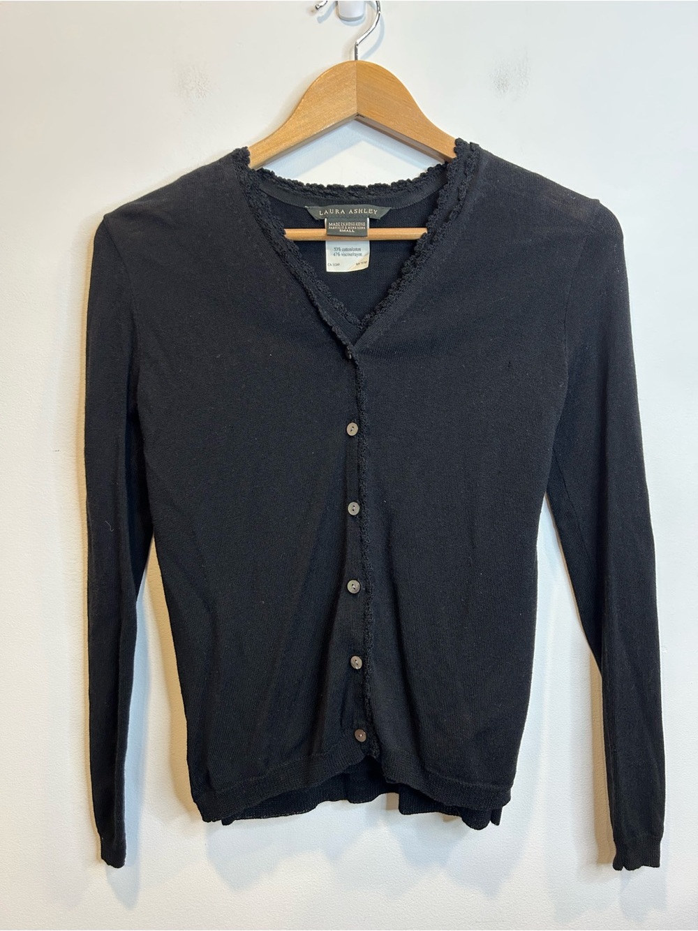Vintage Laura Ashley Cardigan Sweater Set with Sleeveless Tank Top Black